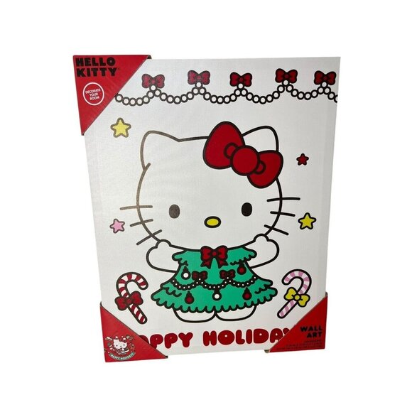 NEW Hello Kitty Wall Art Christmas 11x14 Happy Holidays Christmas Tree Festive - Picture 1 of 6